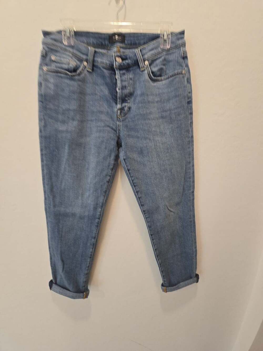 7 For All Mankind Cropped Jeans Size 29 Medium Wash Button Fly